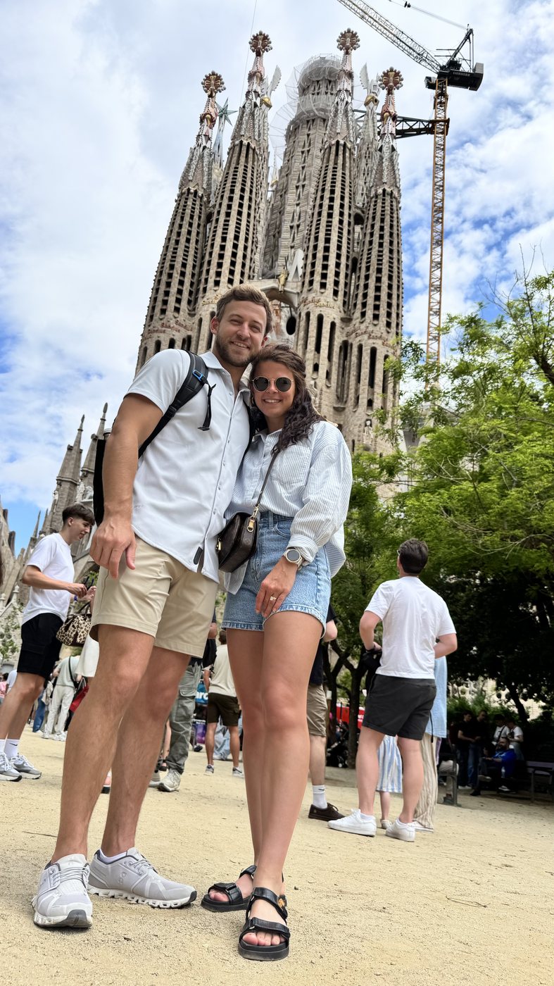 Tyler Woodall in front of the Sagrada Familia in Barcelona, Spain